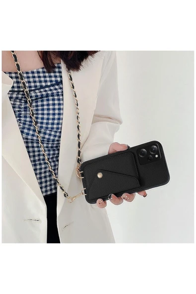 Xiaomi Poco X5 Pro 5g Uyumlu Kılıf Boyun Askılı Deri Kılıf Krem Rengi - Resim 6