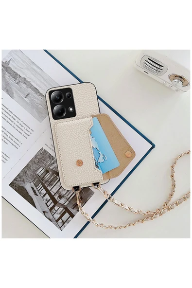 Xiaomi Redmi Note 13 Pro 5g Uyumlu Kılıf Boyun Askılı Deri Kılıf Siyah - Resim 3