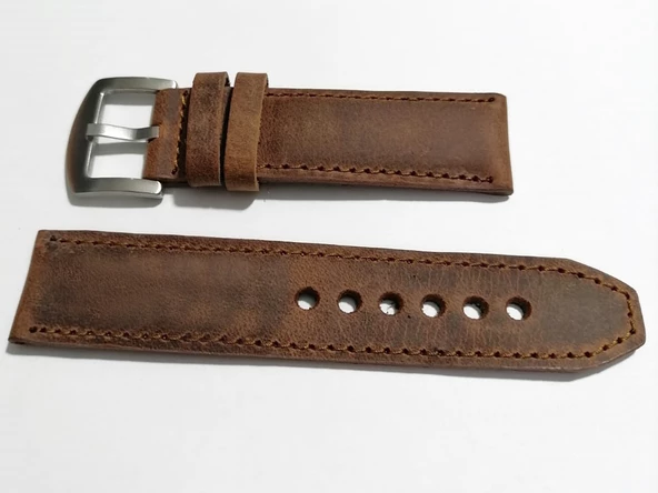 Fado&Her Saate Uyumlu Hakiki Grizi Deri Saat Kordonu 20  mm  (33) - Resim 3