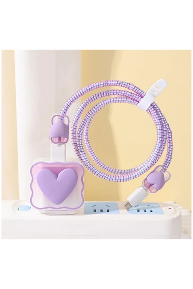 Yeni Trend Iphone 18w/20w Adaptör Uyumlu Şarj Başlığı Ve Kablo Koruyucu 4'lü Set Açık Yeşil - Resim 8