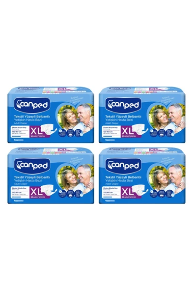 Canped Tekstil Yüzeyli Belbantlı Ekstra Büyük Boy XL 30'lu 4 Adet Hasta Bezi