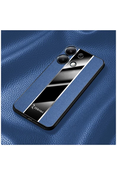 Xiaomi Redmi Note 13 Pro 4G Uyumlu Kılıf Zebana Premium Deri Kılıf Mavi - Resim 3