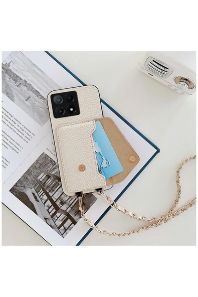 Xiaomi Poco X6 Pro 5G Uyumlu Kılıf Zebana Boyun Askılı Deri Kılıf Açık Mavi - Resim 7