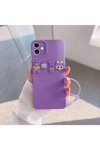 Love Bear Silikon Kılıf Lila İphone 12/12 Pro ürün görseli