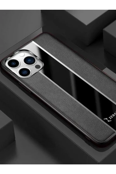 iPhone 15 Pro Max Zebana Premium Deri Kılıf Siyah - 2