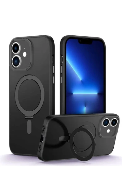 İphone  16 Pro Max Uyumlu First Class Standlı  Magsafe Silikon Kılıf - Resim 4