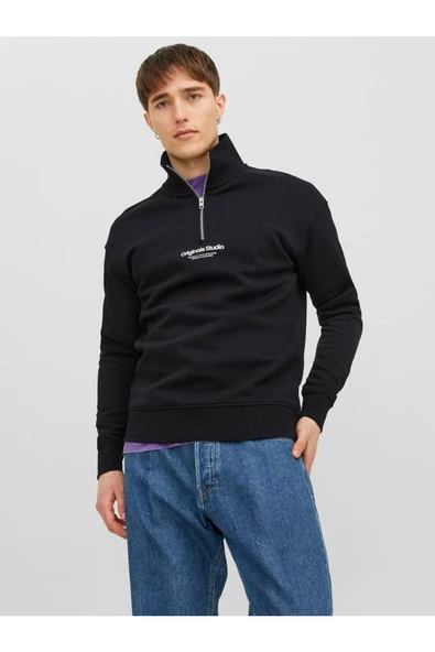 Jack & Jones JORVESTERBRO Erkek Siyah Sweatshirt 12241777 - 4