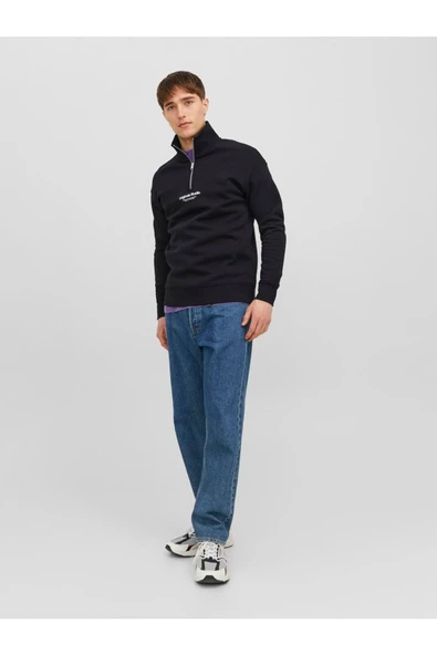 Jack & Jones JORVESTERBRO Erkek Siyah Sweatshirt 12241777 - 2