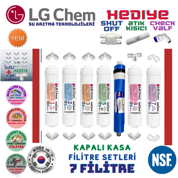 LG Chem KAPALI KASA 7 FİLTRE 14 AŞAMA SU ARITMA CİHAZI FİLTRE SETİ