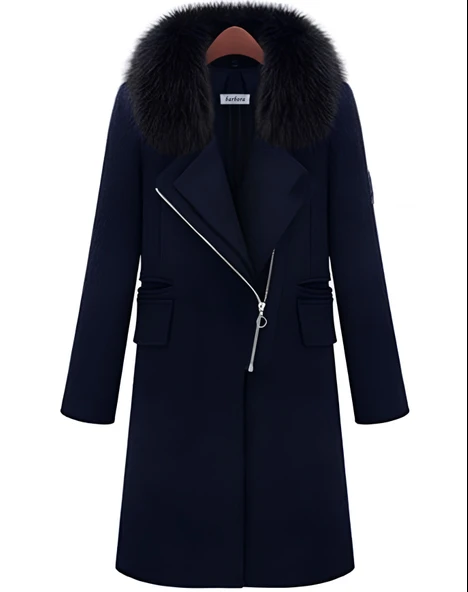 Kaşmir Kaşe Kadın Kaban Kışlık  Kürklü ürün görseli 1