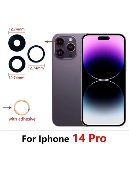 Iphone 14 Pro 3lü Arka Kamera Camı Lens Yapışkanlı