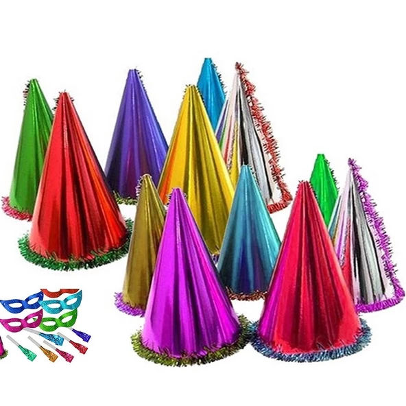 98 ADET FULL SET KATYON SET YILBAŞI PARTİ SETİ PARTİ ŞAPKASI PARTİ DÜDÜĞÜ PARTİ MASKESİ RENKLİ MODEL - 2