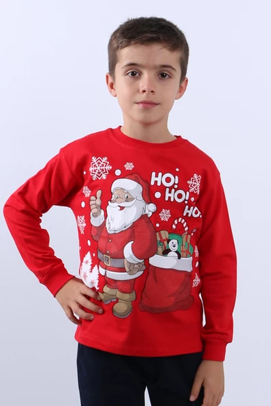 ÇOCUK YILBAŞI SWEAT NOEL BABA VE KAR TANESİ BASKILI RİBANALI E29 - Resim 6