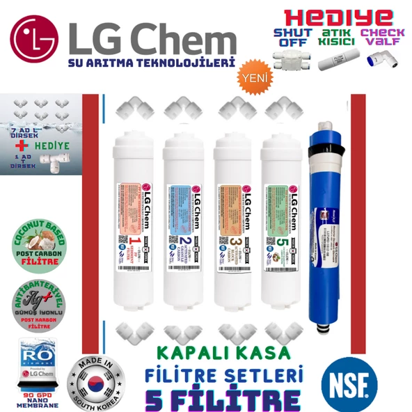 LG Chem KAPALI KASA 5 FİLTRELİ SU ARITMA CİHAZI FİLTRE SETİ