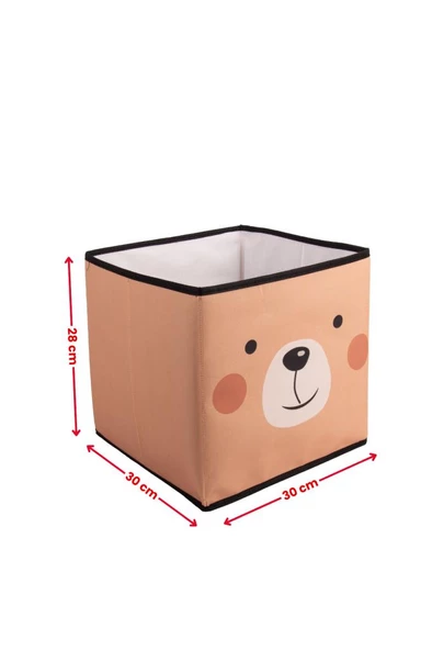 Ayıcık Desenli Çocuk Odası Dolap İçi Oyuncak Düzenleyici Saklama Kutusu 30x30x28 cm - Resim 4
