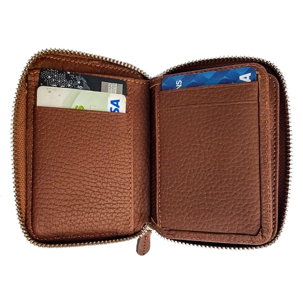 Rich Smith Mini Fermuarlı Cüzdan Hakiki Gerçek Deri 10607 Taba (Mat) - Resim 3