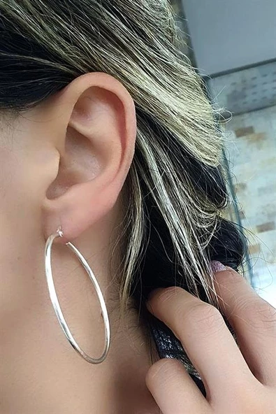 925Ayar Gümüş Bombeli Halka 5 Cm  Çap ürün görseli