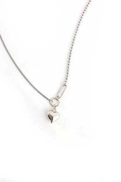 İtalyan Tasarımı 925 Ayar Gümüş Bombeli Kalp Kolye ürün görseli