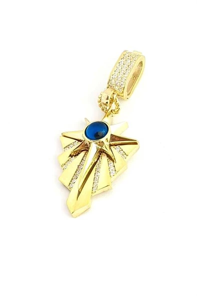 Zirkon Taş Detaylı 925Ayar Gümüş Tasarım Luxury Nazar Boncuklu Kolye Ucu ürün görseli