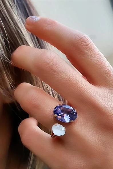 Swarovski Taşlı 925 Ayar Gümüş Ayarlanabilir Yüzük ürün görseli