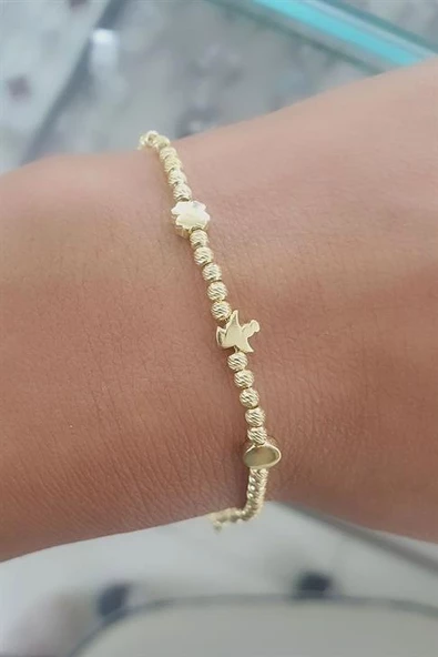 925Ayar Gümüş Üzerine Altın Kaplama Dorika Şans Bileklik ürün görseli