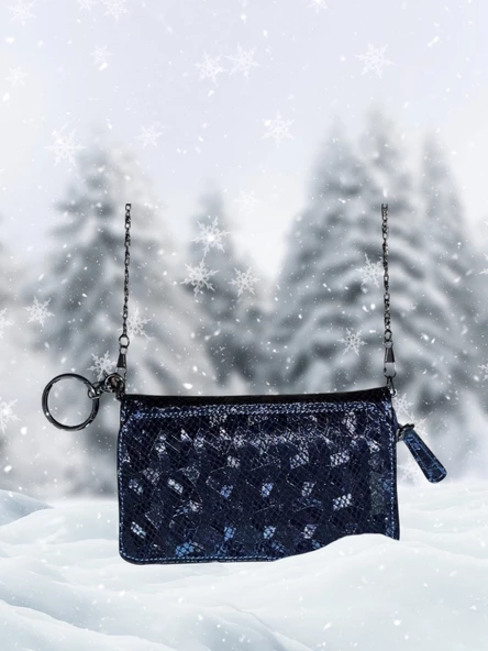 Axıs Kadın Askılı Cüzdan Janjanlı Lacivert Ax103