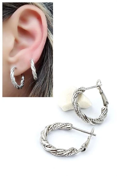 İtalyan 925Ayar Gümüş Burgu Halka Küpe 2Cm ürün görseli