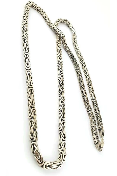 925 Ayar Gümüş Tasarım El İşi Kral Zincir Erkek Kolye ürün görseli