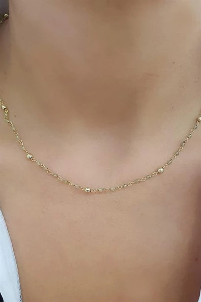 Tasarım El İşi 925 Ayar Gümüş Üzerine Altın Kaplama Kalsedon Taşlı Zincir Kolye ürün görseli