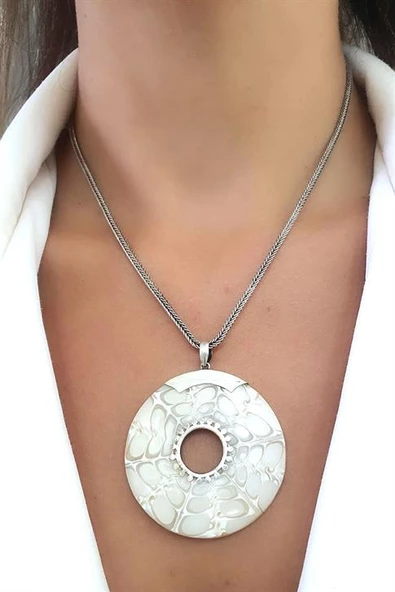 Troca Kabuğu Özel Tasarım 925 Ayar Gümüş Kolye ürün görseli