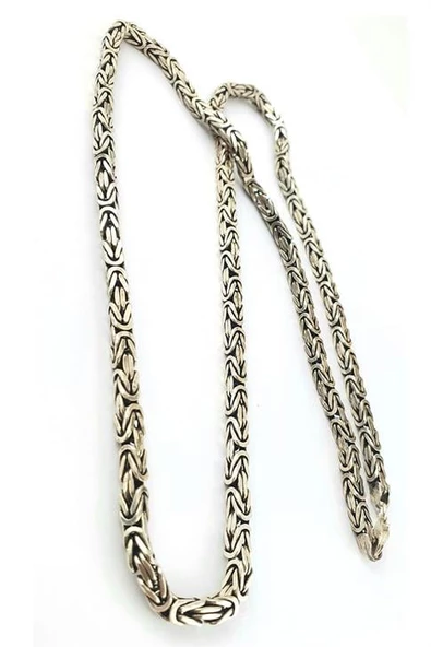 925 Ayar Gümüş Tasarım El İşi Kral Zincir Erkek Kolye ürün görseli