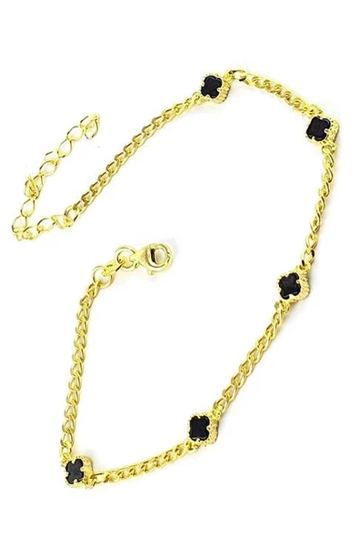 Oniks Taş Detaylı 925Ayar Gümüş Üzerine Altın Kaplama Trend Erkek Bileklik ürün görseli