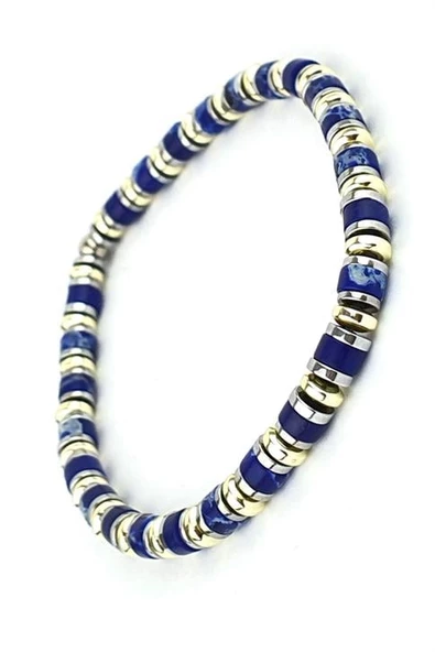 Lapis Lazuli Hematit Taş Detaylı Tasarım Doğal Taş Kadın Bileklik ürün görseli