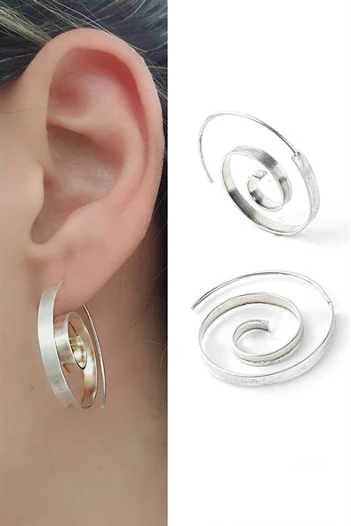 925Ayar Gümüş Tasarım El İşi Trend Halka Bohem Küpe ürün görseli