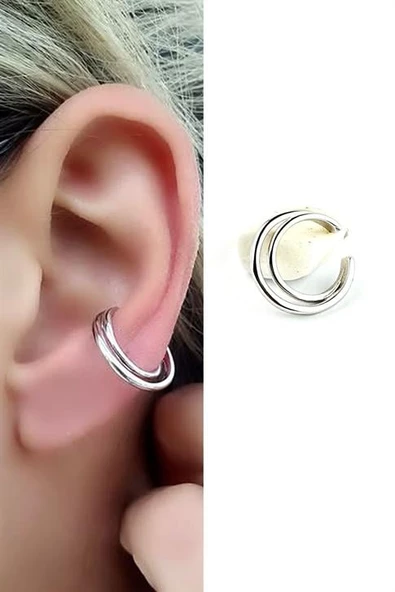 İtalyan Tasarımı 925Ayar Gümüş Trend Sıkıştırmalı Kıkırdak Küpesi ürün görseli