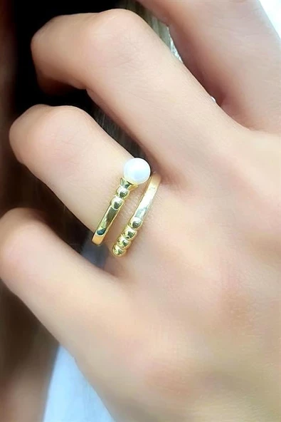 925Ayar Gümüş Üzerine Altın Kaplama Luxury Tasarım Ayarlanabilir Yüzük ürün görseli