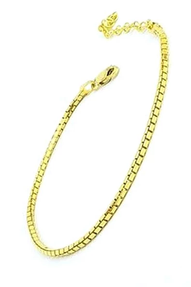 925 Ayar Gümüş Üzerine Altın Kaplama İtalyan Tasarımı Küp Zincir Erkek Bileklik ürün görseli