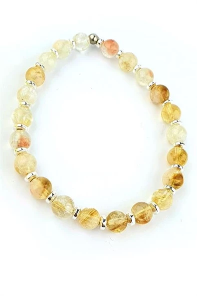 Sitrin Ve Hematit Taşlı Tasarım Doğal Taş Bileklik ürün görseli