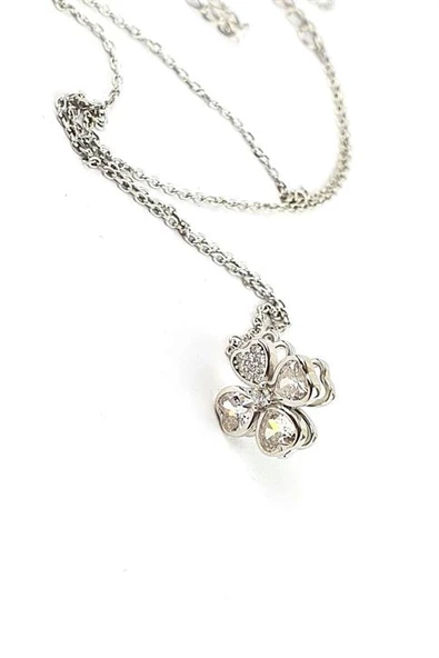 İtalyan Tasarımı Çift Katlı Dönem 925Ayar Gümüş Yonca Kolye Özel Seri ürün görseli