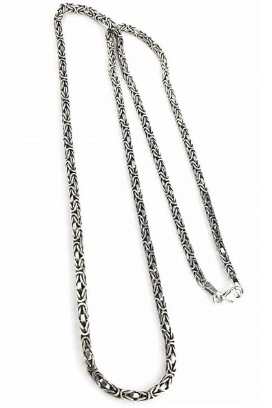 925 Ayar Gümüş Tasarım El İşi Kral Zincir Erkek Kolye ürün görseli