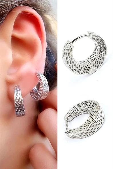 İtalyan Tasarımı 925Ayar Gümüş Tasarım Halka Küpe ürün görseli