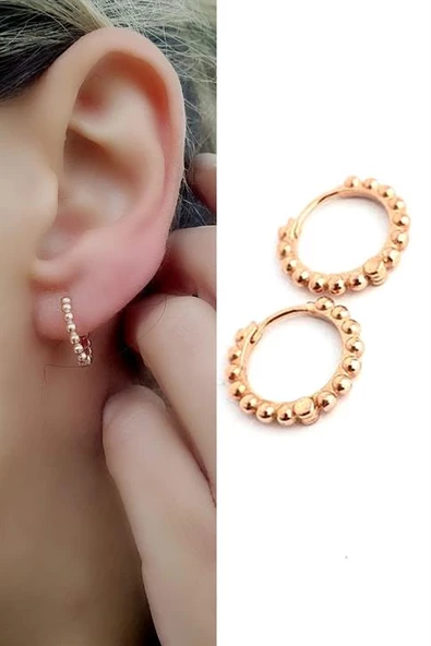 925 Ayar Gümüş Üzerine Rose Altın Kaplama Toplu Halka Küpe 925Ayar Gümüş Üzerine Rose Altın Kaplama Toplu Halka Küpe ürün görseli