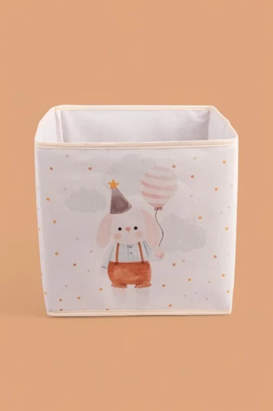 Tavşan Desenli Çocuk Odası Dolap İçi Oyuncak Düzenleyici Saklama Kutusu 30x30x28 cm - 3
