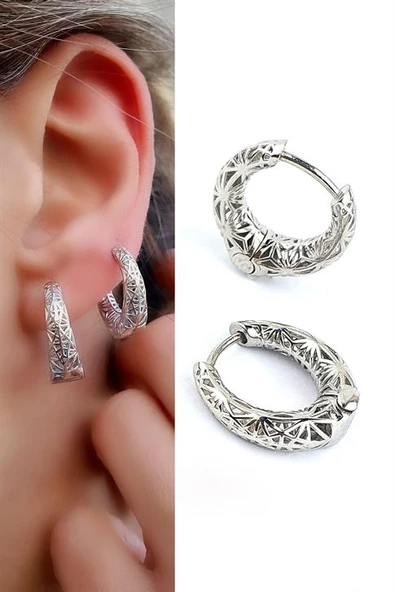 İtalyan Tasarımı 925Ayar Gümüş Tasarım Halka Küpe ürün görseli