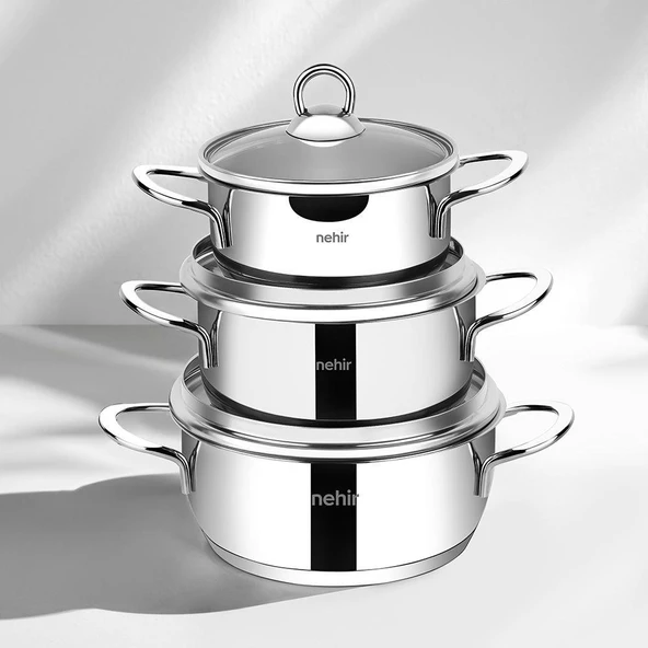 Nehir Silver Çelik 6 Parça Mini Tencere Seti - 2