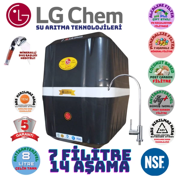 LG Chem COOL SİYAH BEYAZ 8 LİTRE 7 FİLTRE 14 AŞAMA SU ARITMA CİHAZI