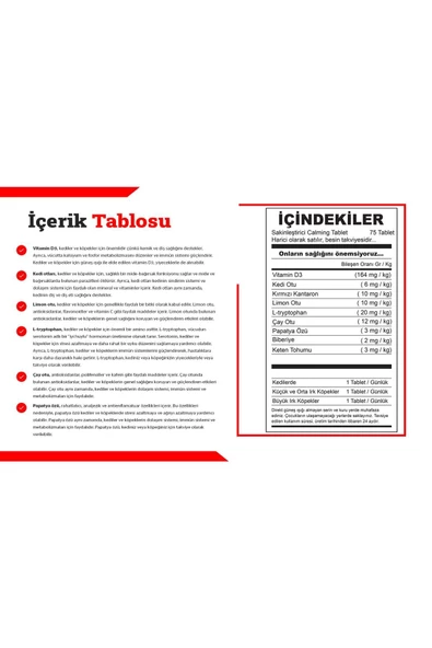 Kedi Ve Köpekler Için Sakinleştirici Calming Tablet + Vitamin D ( 75 Tablet ) - 3