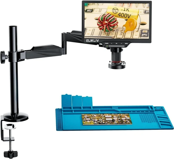 Elikliv EDM202 Flex Esnek Kol ile Dijital Lehimleme Mikroskobu 10.1