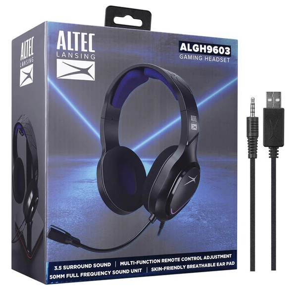 Altec Lansing ALGH9603 Siyah PS4-XBOX-Mobil Uyumlu USB+3.5mm Mavi Ledli Gaming Mikrofonlu Kulaklık - 2
