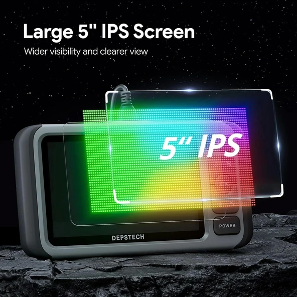 DEPSTECH Üç Lensli Boroskop 5 Inc IPS Ekran 1080P HD, 32G Kart - 5m - 3